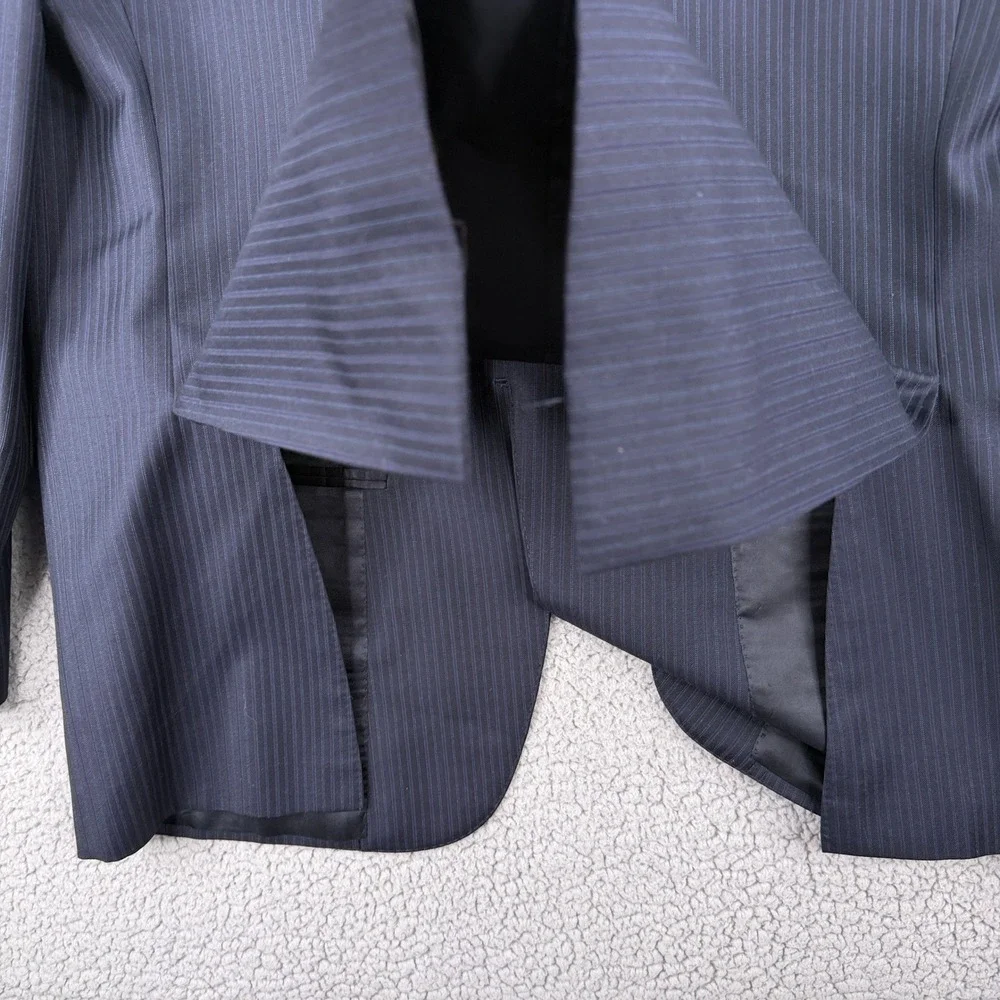 Canali Sport Coat‎ Men US 46L Navy Blue Pinstripe 100% Wool Made Italy Blazer